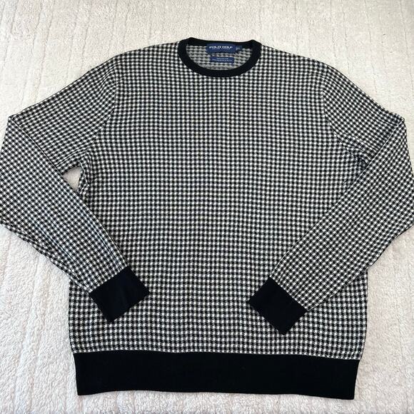 Ralph Lauren Other - Polo Golf Ralph Lauren Houndstooth Black White Cotton Knit Shirt men's Large